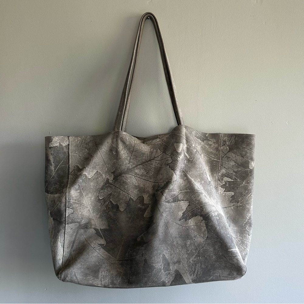 Streets Ahead Leather Leaf Print Tote